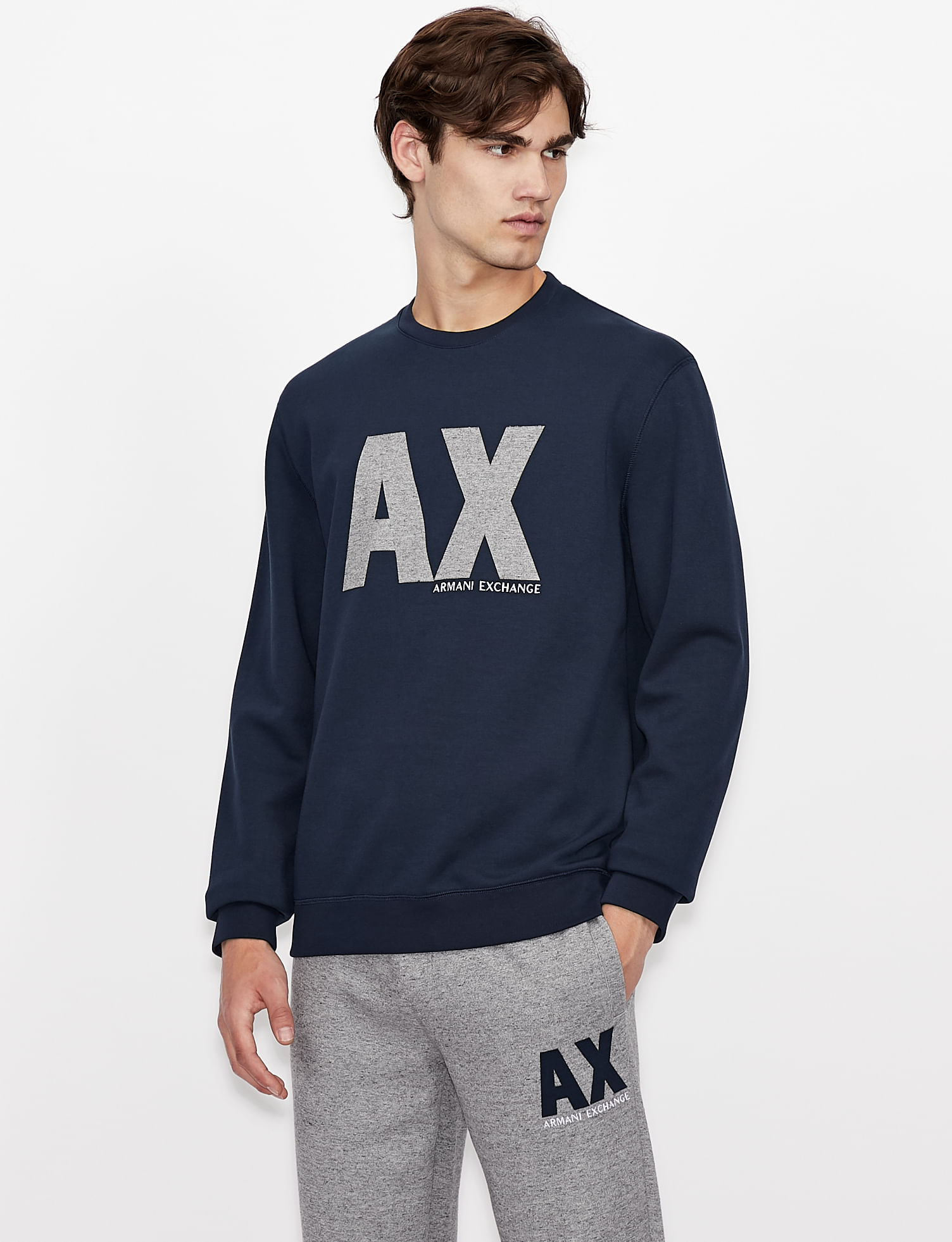 armani exchange blue moletom com capuz