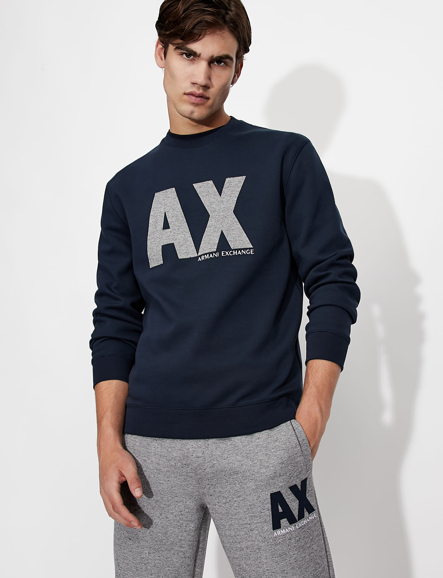 armani exchange blue moletom com capuz